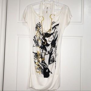 NWOT Umgee Women Cold Shoulder White Chains Dress